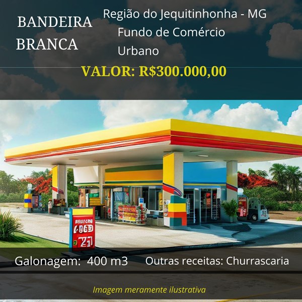 Posto Bandeira Branca à venda em Minas Gerais na Região do Jequitinhonha por R$ 300.000