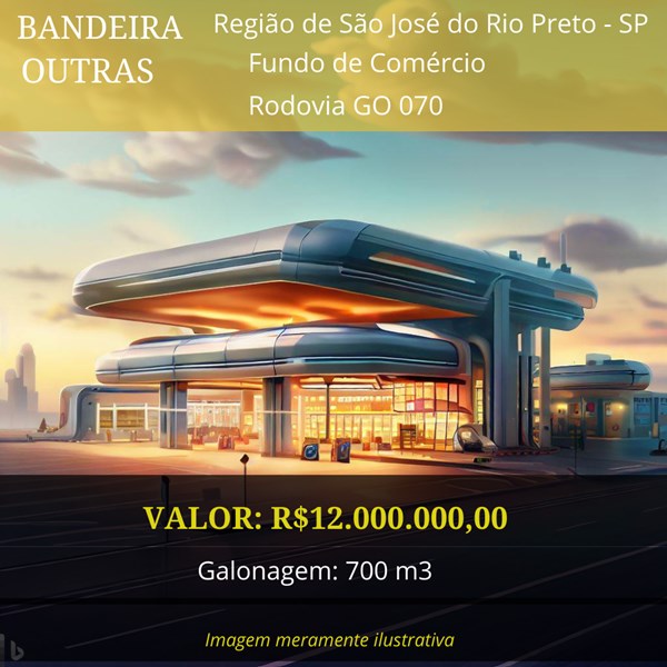 Posto Bandeira Branca à venda em Rodovia na Região de São José do Rio Preto por R$ 12 milhões