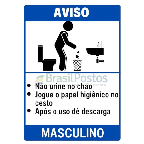 Sinalização - Aviso banheiro Masc